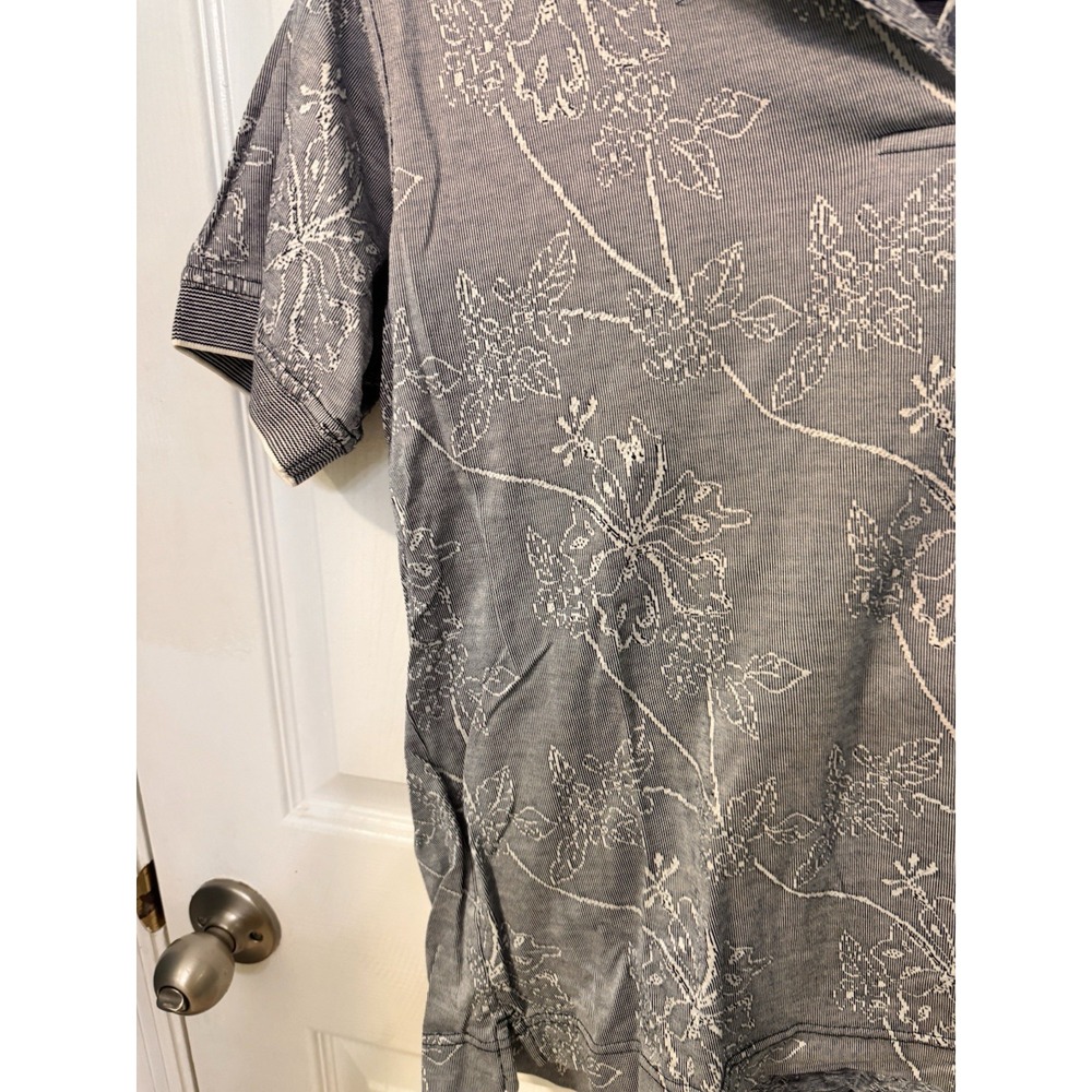Vintage Masters Collection Women's Gray Tropical Floral Polo Shirt Sz M Golf - Picture 4 of 9